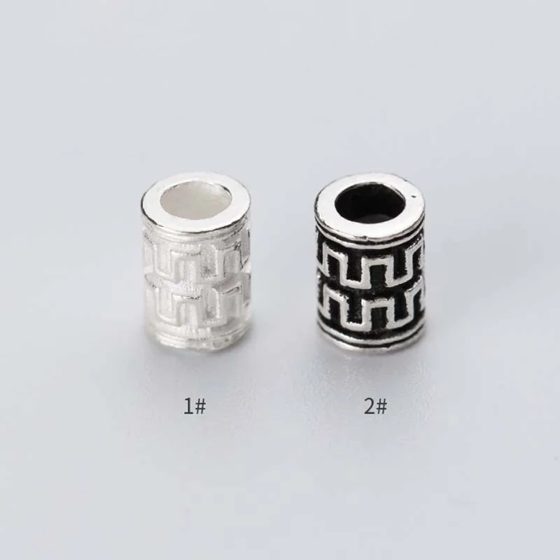 

1pc/lot 925 Sterling Silver Tube Beads 6x5mm Geometry Pattern Tube Spacer Beads DIY Jewelry Making Women Men Beading Charms