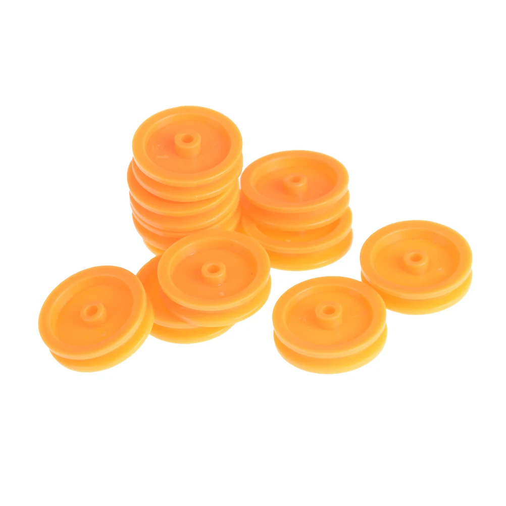 20Pcs/lot 2mm Hole Orange Plastic Belt Pulley For DIY RC Toy Car Airplane Accessories