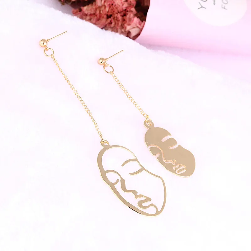 

New Arrival Abstract Stylish Hollow Out Face Dangle Earrings Girls Statement Drop Earrings boucles d'oreilles