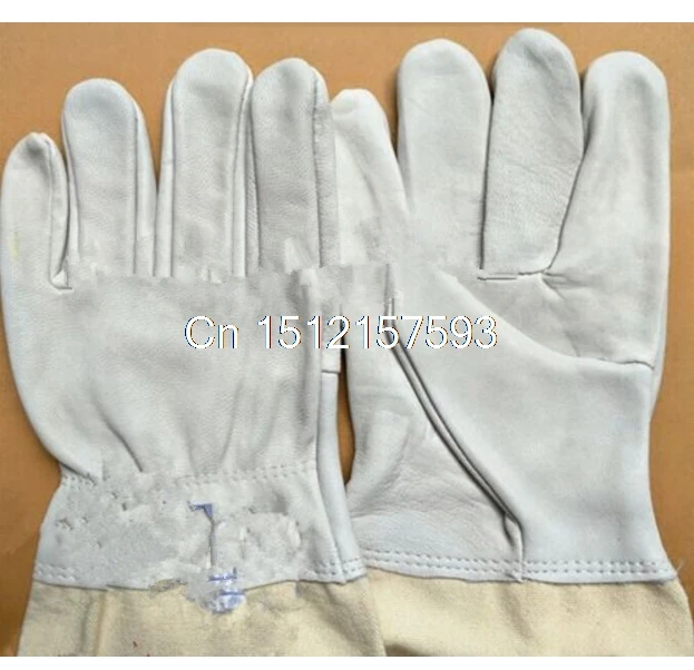 1 Pair Long Sleeve Sheepskin Beekeeping Gloves Bee Gloves Work Gloves XXL Size