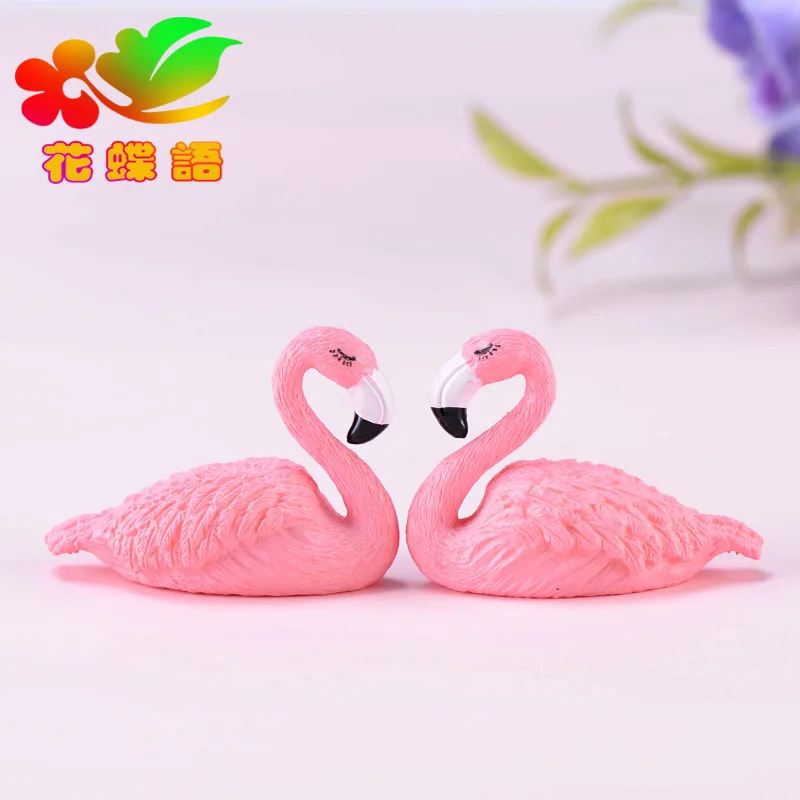 1PCS Flamingos miniature figurines  PVC souvenir plastic Crafts Cake Creative gifts Gift Accessories figurine  garden decoration