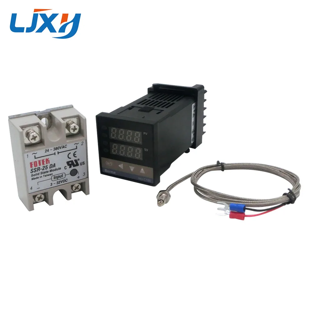 Digital PID Temperature Controller Thermostat REX-C100  Type K Thermocouple Probe  SSR Relay for Control Heater  Temperature