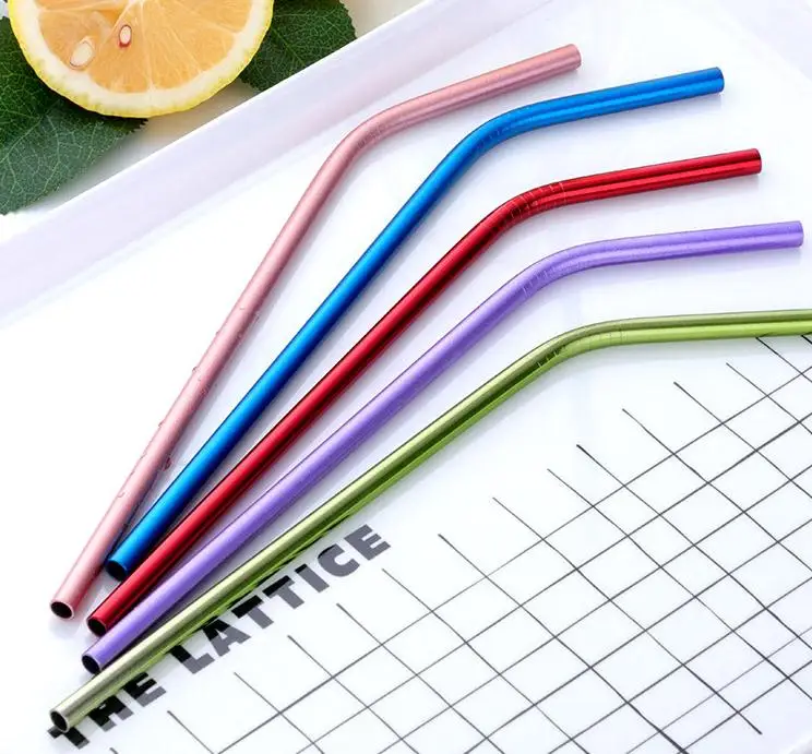 

Stainless Steel Drinking Straw Wholesale Reusable Metal Straw Gold Straws Food Grade Juicy Party Straws Brush Set Bar SN662