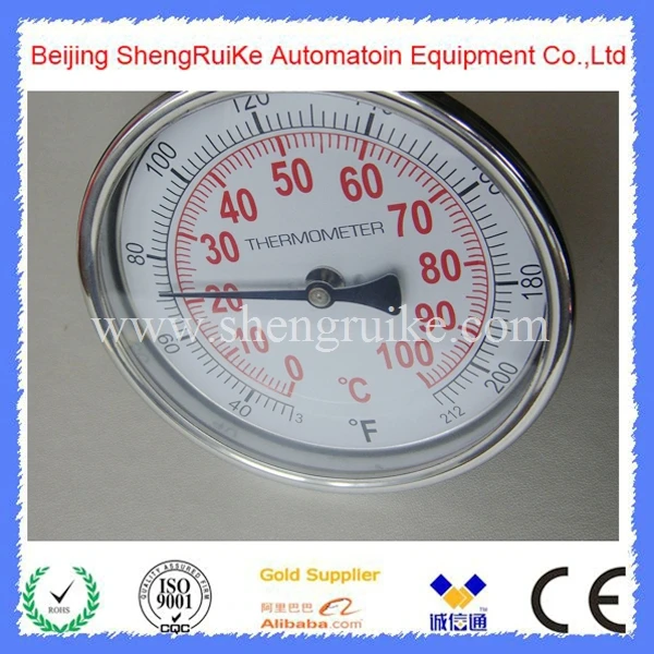 3 inch dial Back Connection  SS304 Case 0 to 100C  bimetal thermometer