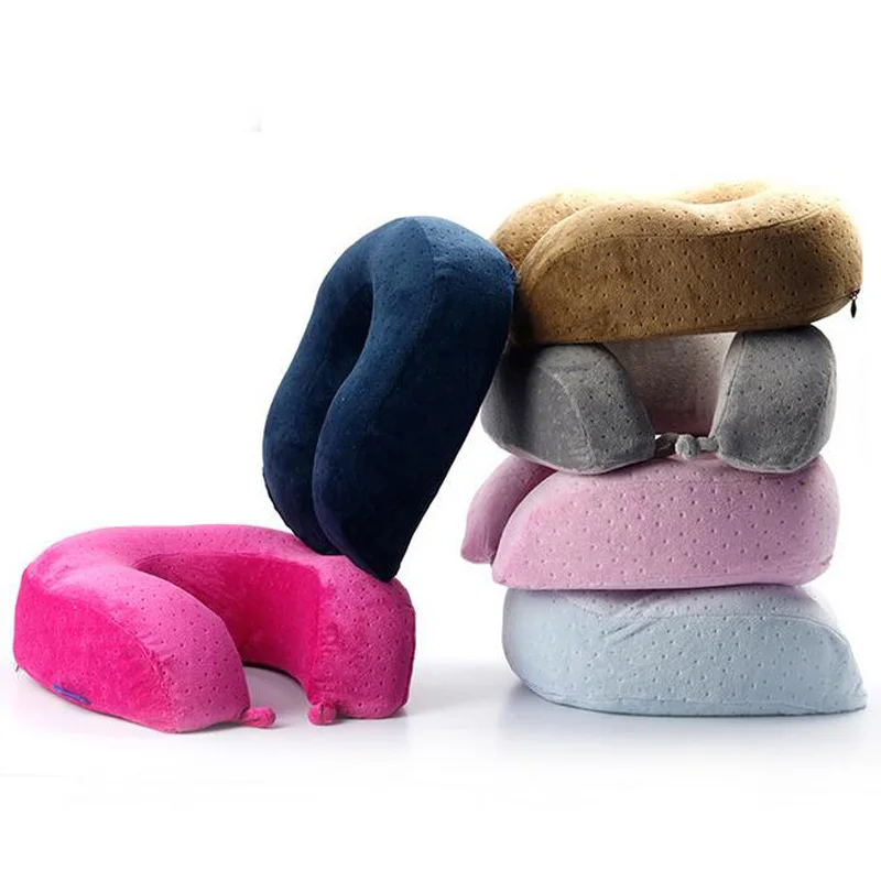 High Quality Velvet U Shaped Pillow Memory Foam Neck Pillow Travel Pillow Shoulder Pain Relax Support Massager Pillow