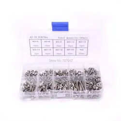 340pcs/set M3 Pan Head Screws and Nuts Assortment Kit Set Stainless Steel Screw Nut Hardware for FPV Drone