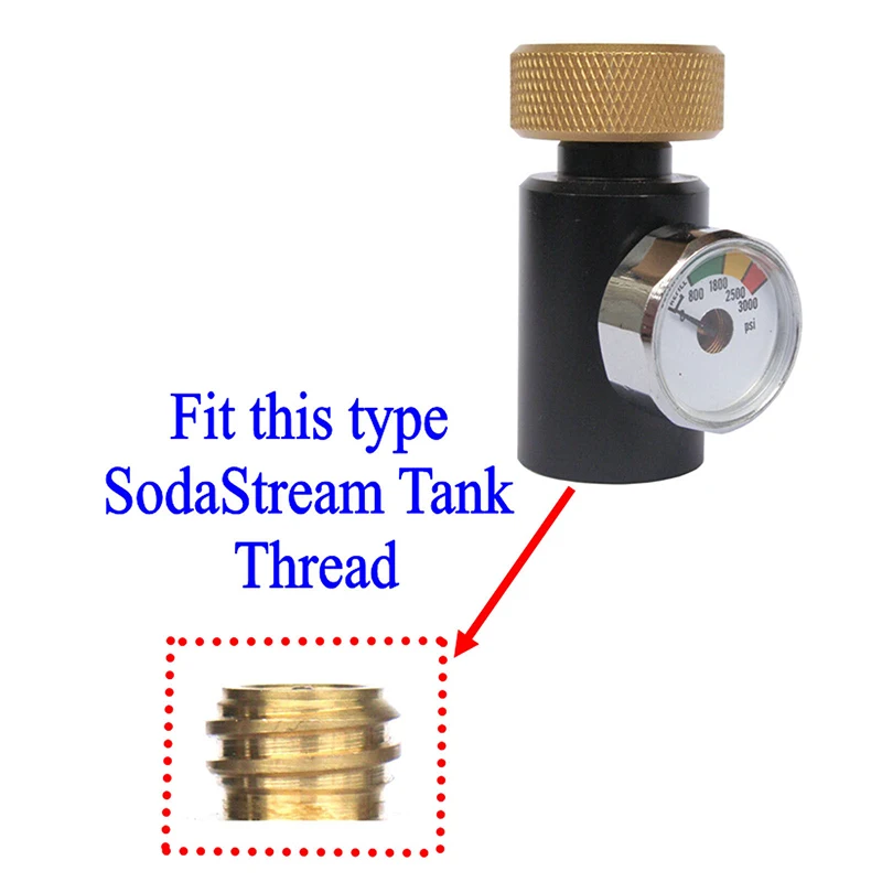 2pcs/Lot Soda Stream Tank Cylinder Valve Adapter with 3000psi or 1500psi Gauge