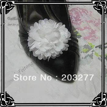 Wholesale - 24pcs/lot  shoe clip with  2'' chiffon flower  3colors for your choose Free Shipping