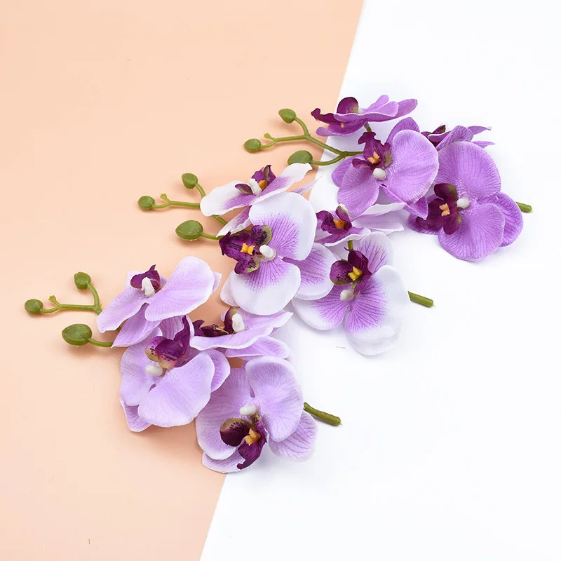 4 Stück Blumen plus 1 Stiel künstliche Blumen Heimdekoration Diy Zubehör dekorative Blumen Kranz Seide Schmetterling Orchidee Vase – Detail 13