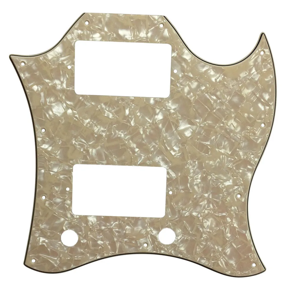 Pleroo Custom Guitar Parts - For SG Full Face Guitar Pickguard Scratch Plate With PAF Humbuckers , 4 Ply Parchment Pearl