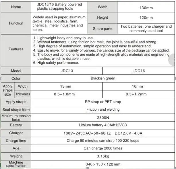 Nuovi reggiatrici in PET PP alimentate a batteria 13mm-16mm per avvolgitrice Pallet elettrica
