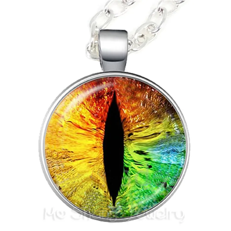 Charming green eyes Evil Eye Necklace Beautiful Animal Dragon Cats Eye 25mm Glass Cabochon Pendant Gift For Friends