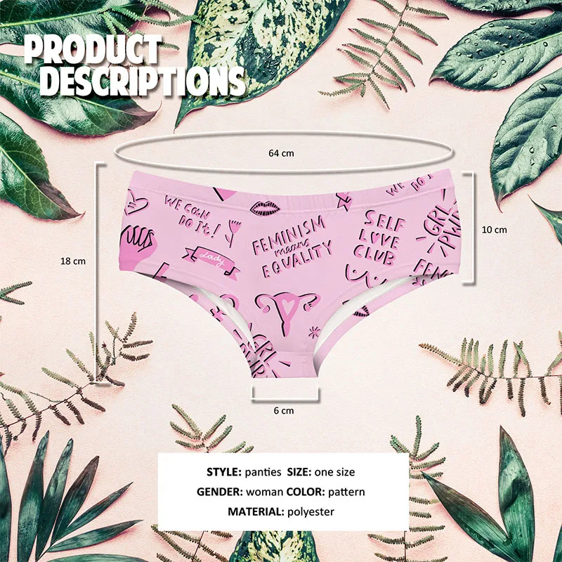 DeanFire Feminism Funny Print Super Soft Women Panties Kawaii Underwear Lovely Push Up Briefs Sexy Lingerie Thong