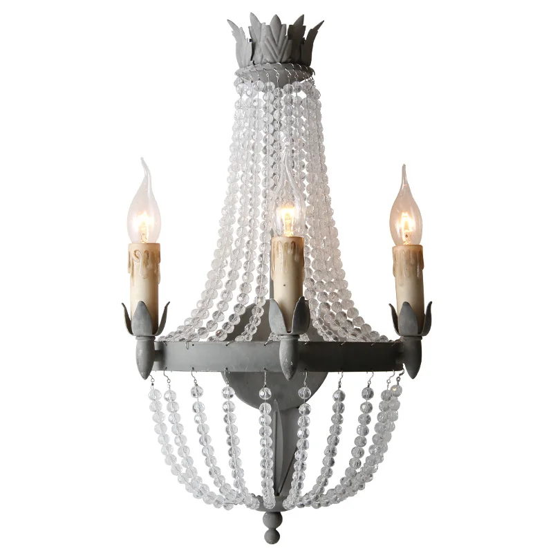 

American Village Living Room Nordic Restaurant Creative Aisle Mirror Retro Crystal French Home Decor Wall Lamps