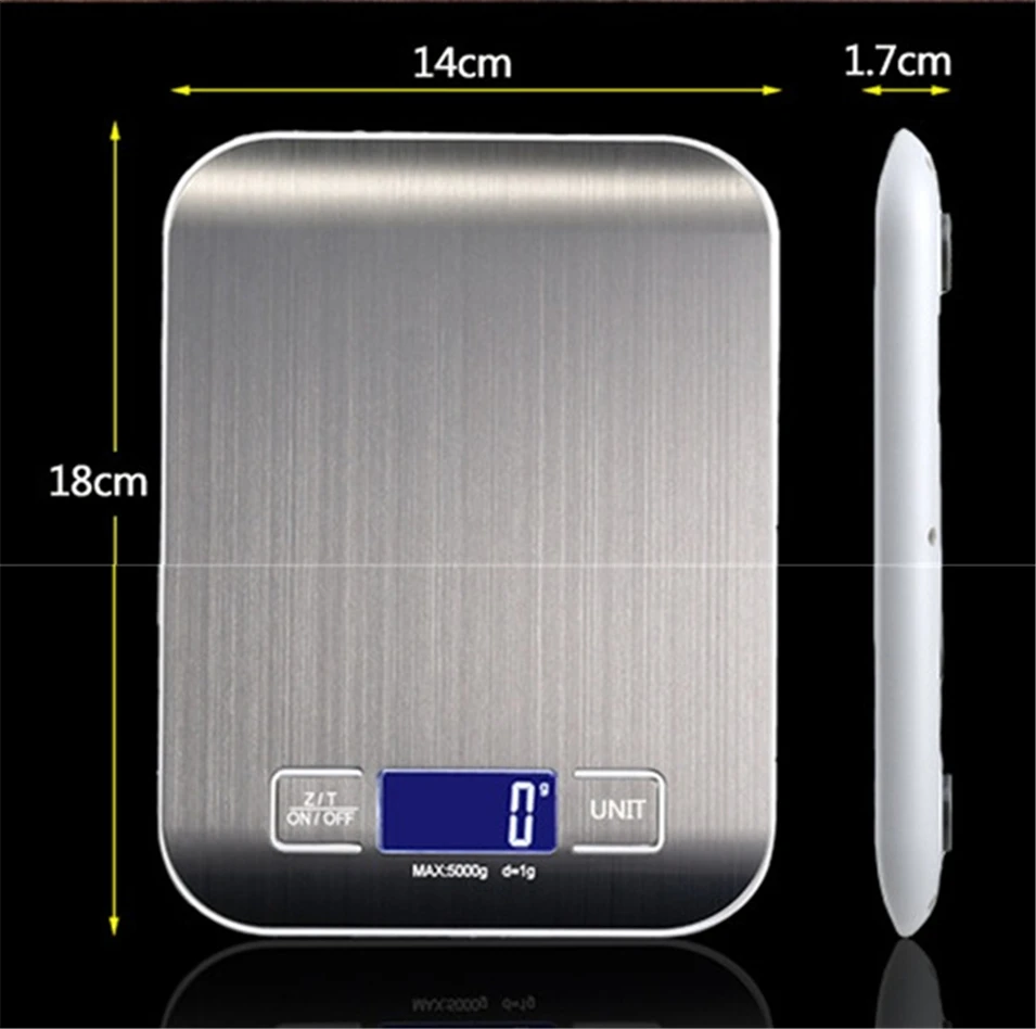 NEW 5000g 5KGg/1g Precise Digital Kitchen Scale LED Display Electronic Weight Scales Stainless Steel Food Cooking Libra