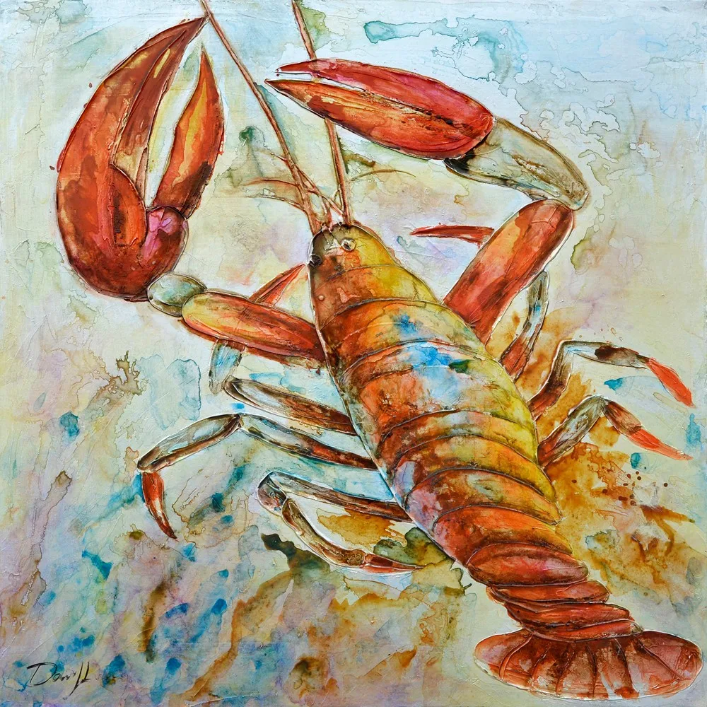 Canvas Painting, Crab Lobster Water Colour Poster Animal Wall Art Handmade Oil Painting Cuardros decoracion Home Decoration