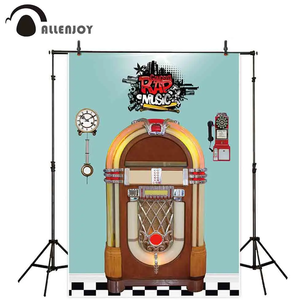 Allenjoy Jukebox photography backdrop Rock N Roll retro music background photocall photo shoot prop studio custom fabric