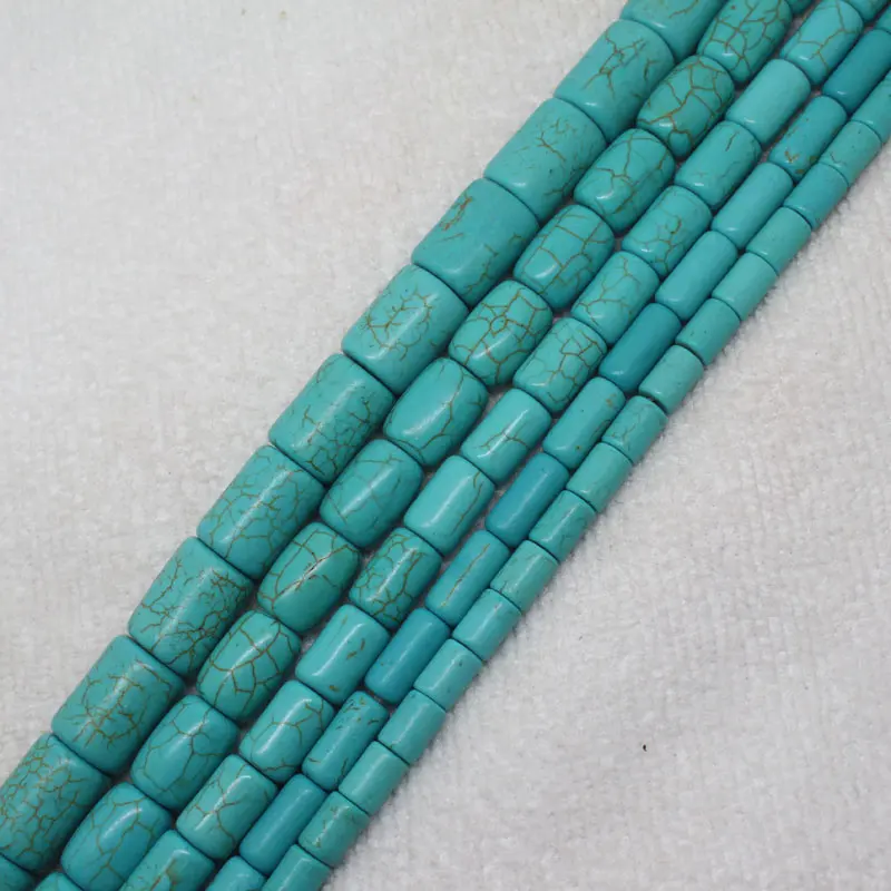 Mini. Order is $7! 6x8-12x16mm Blue Turquoises Tube stone DIY Jewelry Making loose beads 15\