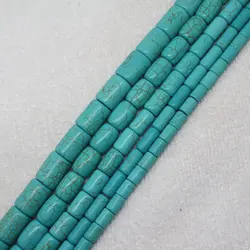 Mini. Order is $7! 6x8-12x16mm Blue Turquoises Tube stone DIY Jewelry Making loose beads 15