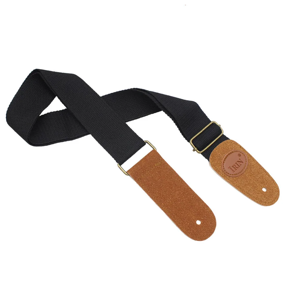 IRIN Adjustable Woven Cotton Guitar Strap Belt with Leather Ends for Electric Acoustic Folk Guitarra Guitars Parts Accessories