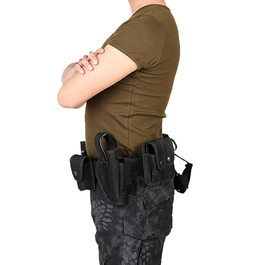 Utility Belt Waist Bag Pouch Mens Security Police Guard Patrol Kit with Radio Holster Pouch Tools for Outdoor