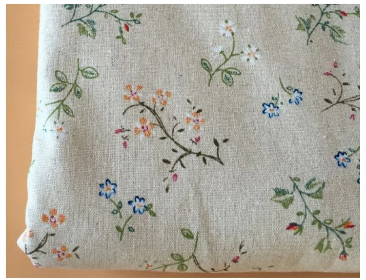 Hot Sale 100*150cm Width Printed Flower Sewing Upholstery Cotton Linen Blend Linen Fabric