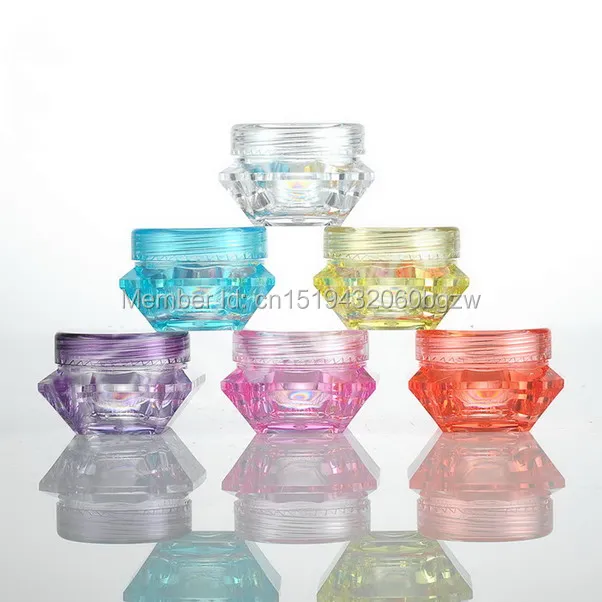 

3g 5g colorful diamond shape empty cosmetic containers screw cap sample containers jar skin care cream jars pot tins