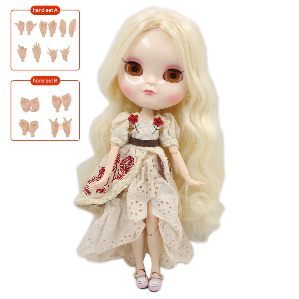 

ICY DBS Blyth BJD 1/6 joint body 30cm doll,Yellow long curly hair ,including hand set AB Gift for girls. No.BL340