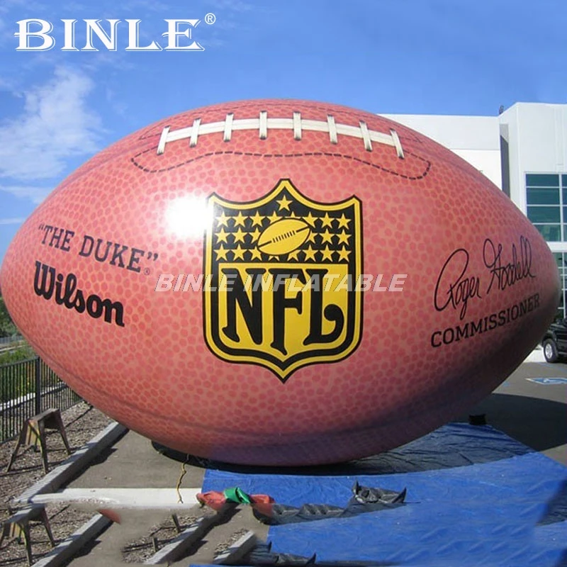 Customized outdoor fun giant inflatable rugby ball inflatable football replica model for sports game decoration