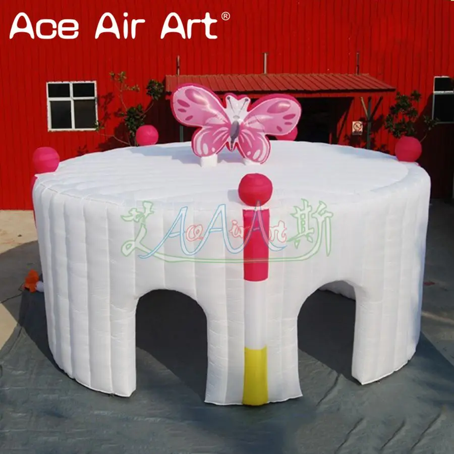 Huge White Cake Shape Dome Inflatable Cake Igloo Tent Event Party Marquee with Doors Open for Weeding and Trade Shows