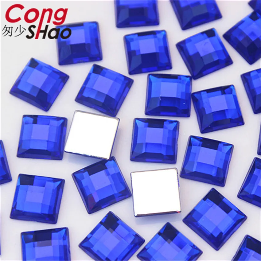 100pcs 10mm Square Shape Colorful Flatback Acrylic AB Rhinestones Stones And Crystals For DIY Costume Jewelry Accessories 8Y56