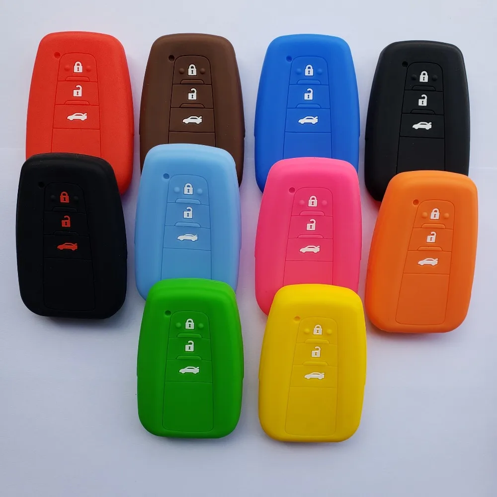Car Styling Silicone Holder Remote Case For Toyota NEW CROWN RAV4 C-HR CHR 50 Series Prius Land Cruise 3 Button Keyless