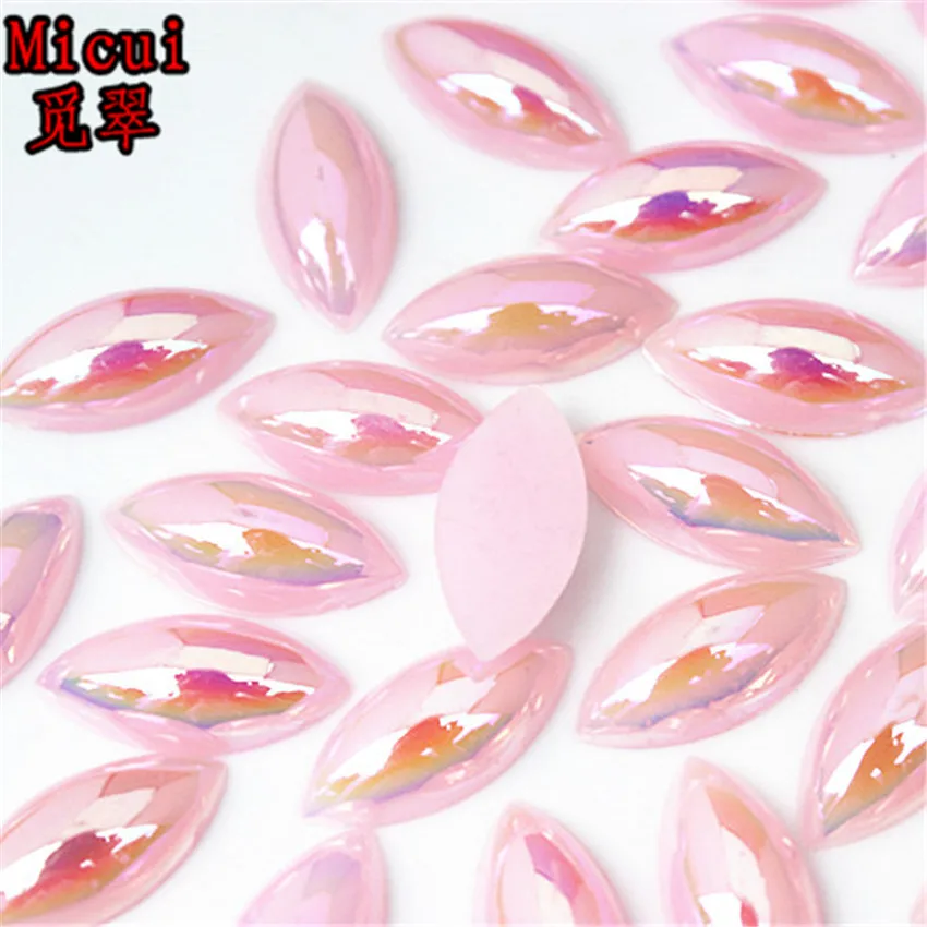 Micui 100pcs 7*15mm Horse Eye Crystal AB Acrylic Flatback Rhinestones Crystal Stones Non Hotfix Scrapbook Strass for Craft MC447