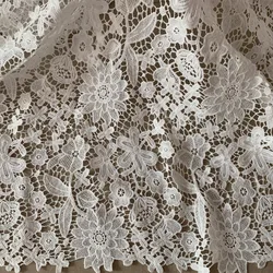 1yards Nigerian Lace Fabrics For Wedding Dress High Quality White African Cord Lace Fabrics French Guipure Lace Sewing Material