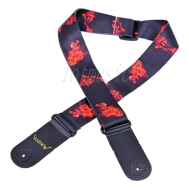 2Pcs Flame Monkey Riding Pattern+Cool Michael Jackson Pattern Straps  For Guitar and Bass Replacement