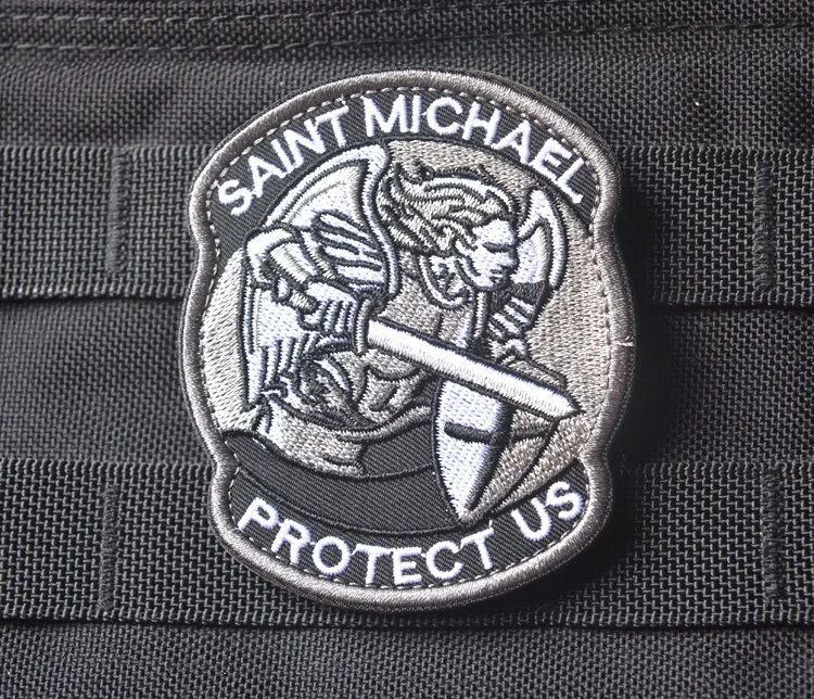 embroidered SAINT MICHAE  PROTECT US patches hook&loop Tactical  badges for backpack  jacket