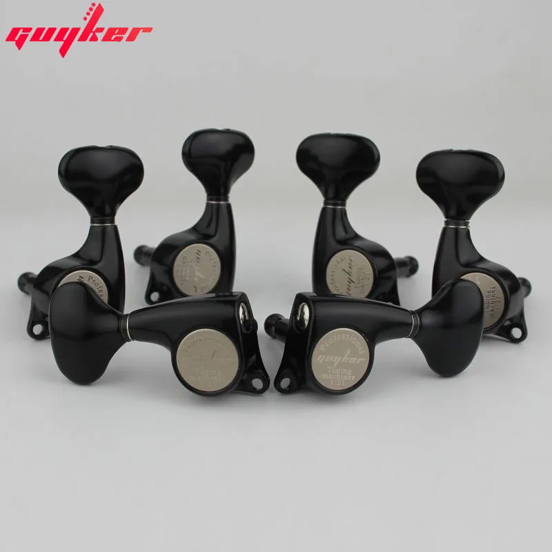 Guyker 3R3L Guitar Machine Heads 1:21 Sealed Tuning Key Pegs Tuners Set Replacement for ST TL SG Style Electric Guitars Black