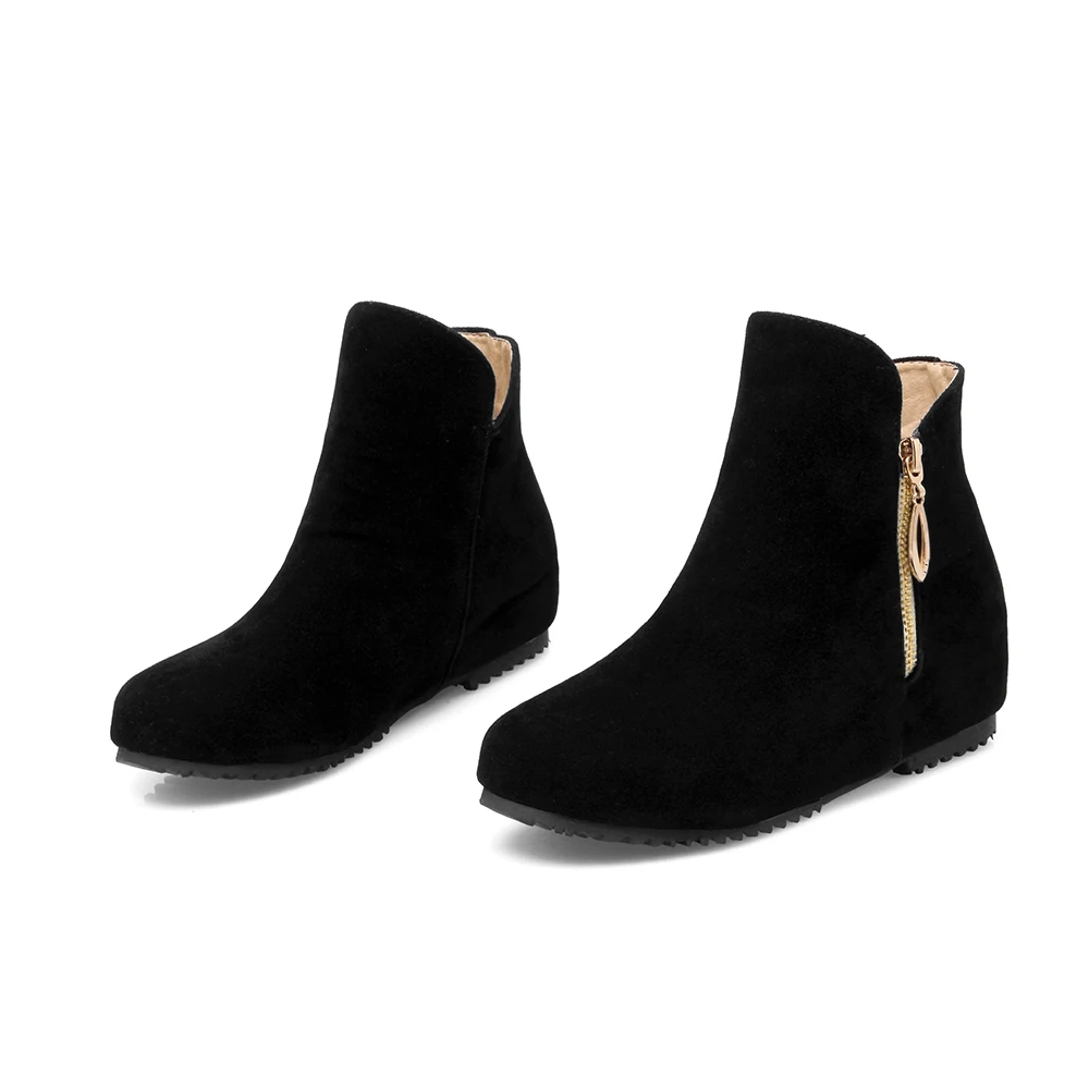 Plus Big size 34-52 New Round Toe Buckle Boots for Women Sexy Ankle Boots Heels Fashion warm Winter Spring Autumn Casual 505
