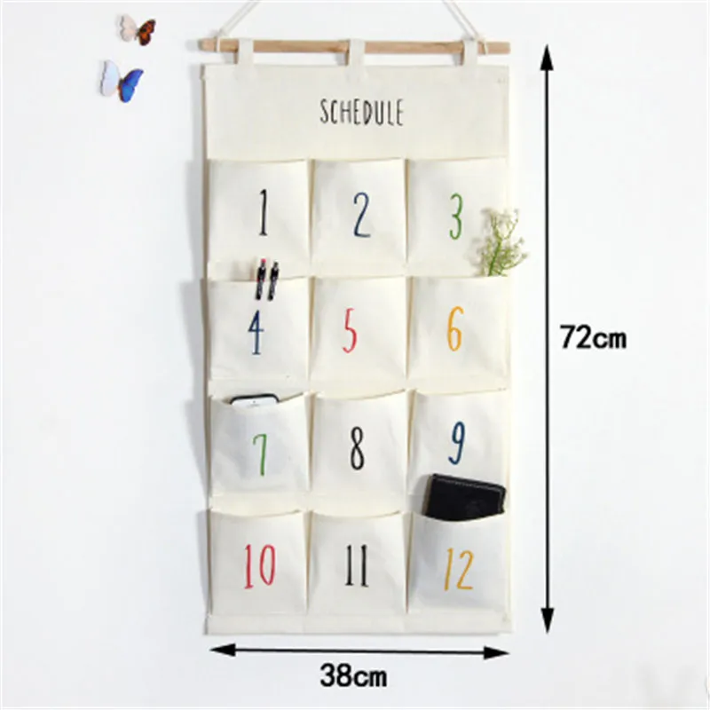 XZJJA Simplicity Numeral Hanging Bag Kitchen Bathroom Sundries Storage Bag Linen Wall Door Wardrobe Toys Hang Case Organizer