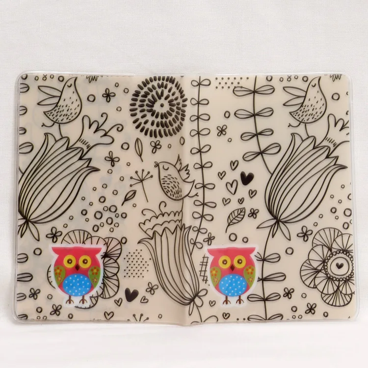 Europe Cartoon Style 2D Passport Holder PVC  Passport Cover Case For Travel,14*9.6cm Card & ID Holders Mini Order 1pcs-The owl