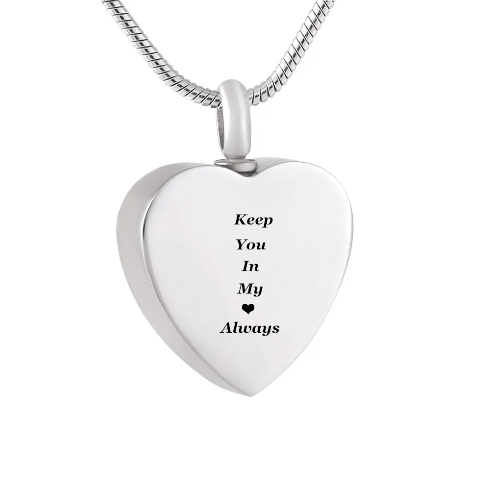 

IJD9851 Keep You in My Heart Always Cremation Jewelry Pendant Urn Memorial Keepsake for Ashes with Funnel Fill Kit