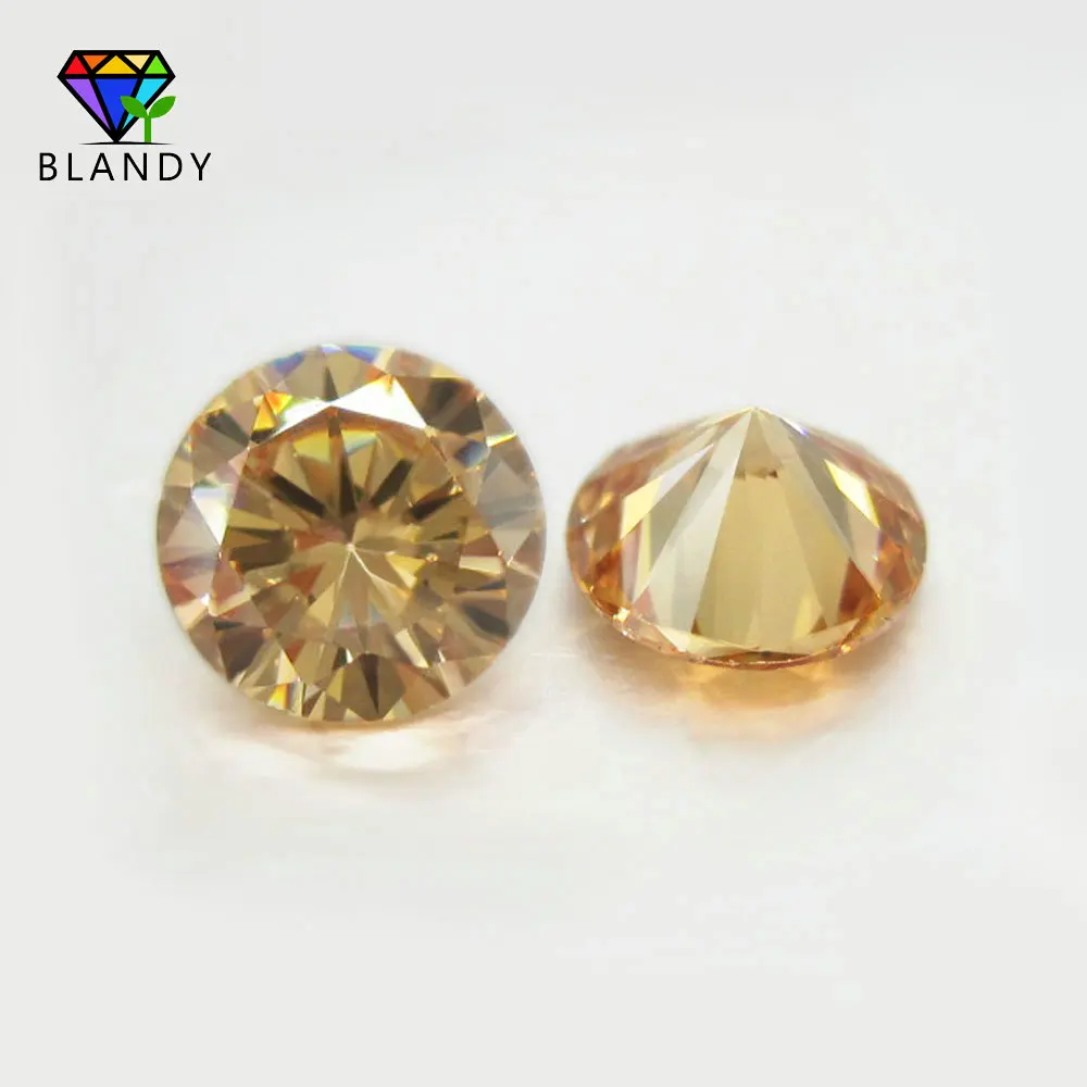 3mm 4mm 5mm (3.0~16mm) AAAAA Round Brilliant Champagne Loose Cubic Zirconia Stones CZ Stone For Jewelry