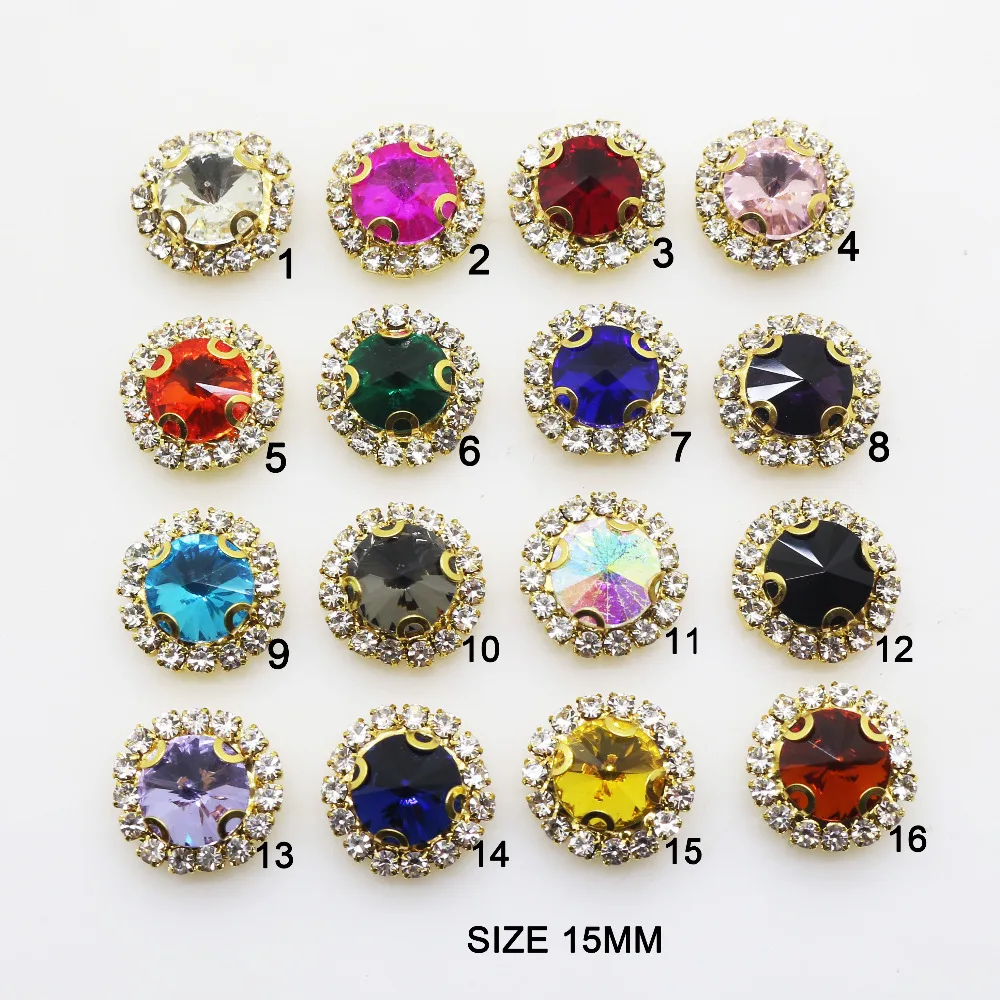 Mix Glass Clothing Buttons 10Pcs/Lot 15mm Round Shank Fur Coat button Button DIY Hand sewing Decoration Accessories