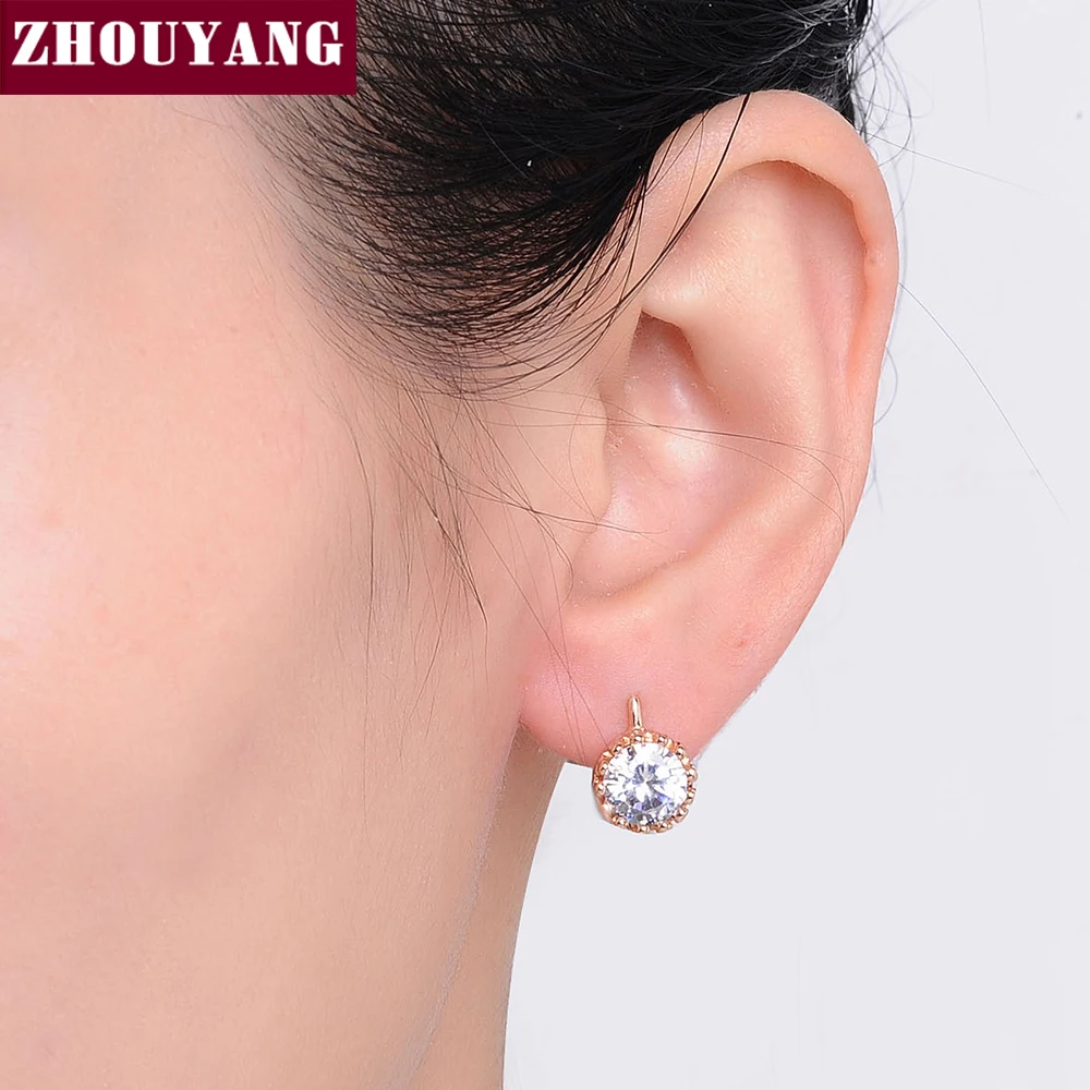 Top Quality Crown Earring Rose Gold Color Jewelry Made with Genuine Austrian Crystal ZYE610 ZYE611