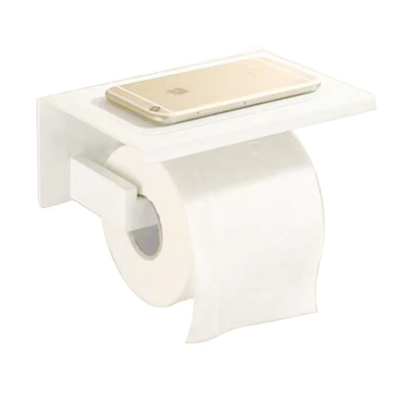 Wit & Spiegel Chrome Gepolijst & Black & Geborsteld Rvs Toiletrolhouder Top Plaats Dingen Platform 4 Keuzes