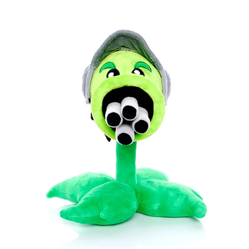 30cm Plants vs Zombies Gatling Peashooter Plush Toys PVZ Plant Peashooter Plush Stuffed Toys Doll Gifts for Children Kids