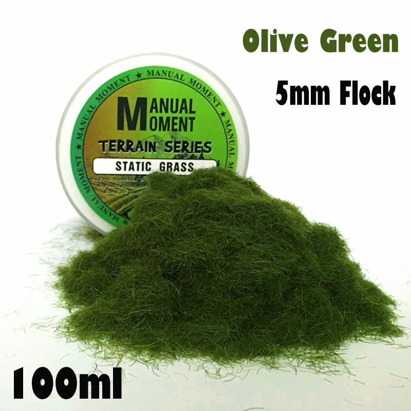 

Miniature Scene Model Materia Olive Green Turf Flock Lawn Nylon Grass Powder STATIC GRASS 5MM Modeling Hobby Craft Accessory