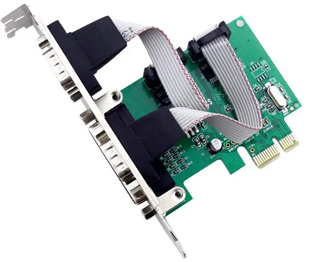 PCIE to COM LPT RS232 New Expansion Cards PCIE To RS-232 PCI-E X1 Card DB25 2XDB9 Parallel Serial Port WinXP/7/8
