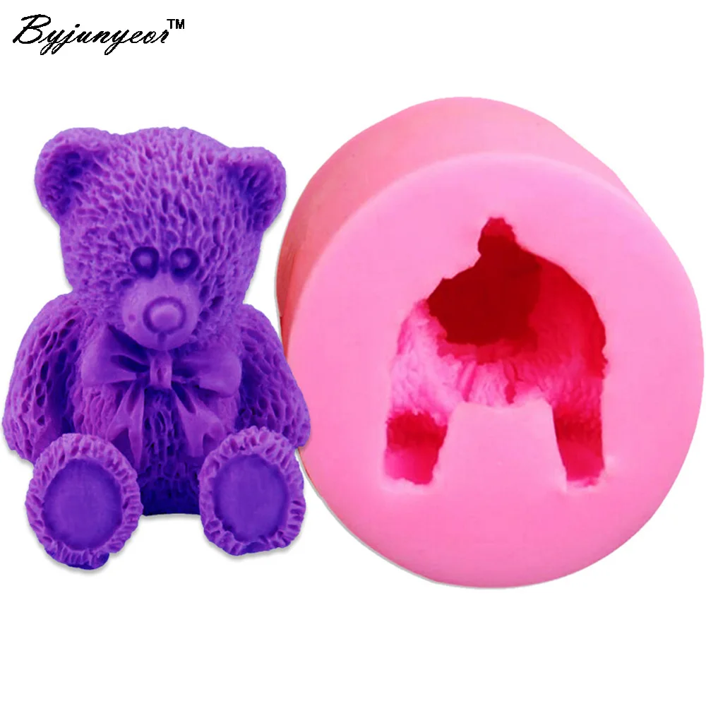 S029 Cute Bear Candle Silicone Soap Mold Fondant Chocolate Candy Crystal Epoxy UV Resin Clay Plaster Concrete Moulds