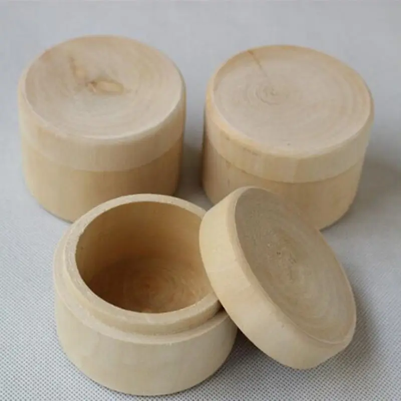 Small Round Wooden Storage Boxes Ring Box Vintage decorative Natural Craft Jewelry box Case Wedding Accessories F20173246